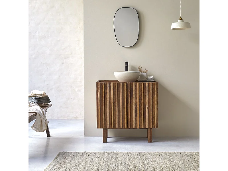 Mobile per il bagno Milo in legno di mango da 80 cm