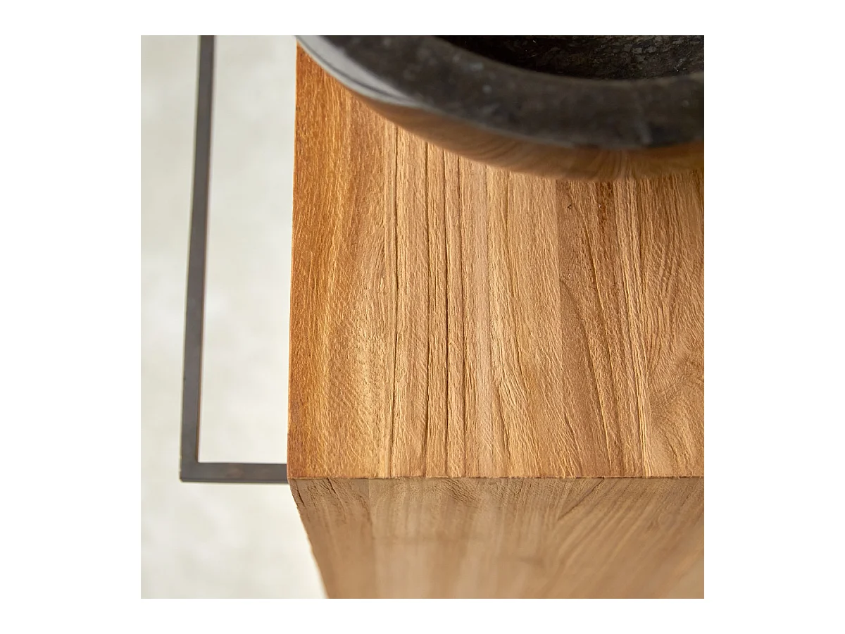 Waschtisch Bad Gästebad kleine Räume Teak Handtuchhalter Unterschrank massiv