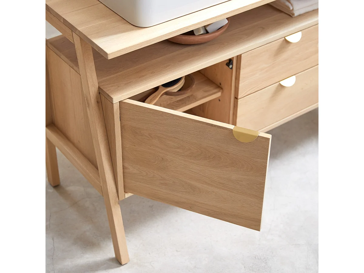 Waschbeckenunterschrank aus Eichenholz 140 Pola