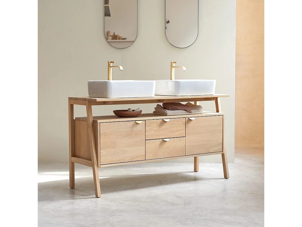 Waschbeckenunterschrank aus Eichenholz 140 Pola