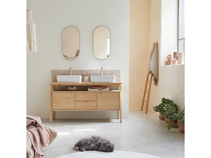 Mobile sottolavabo in legno di quercia 140 Pola