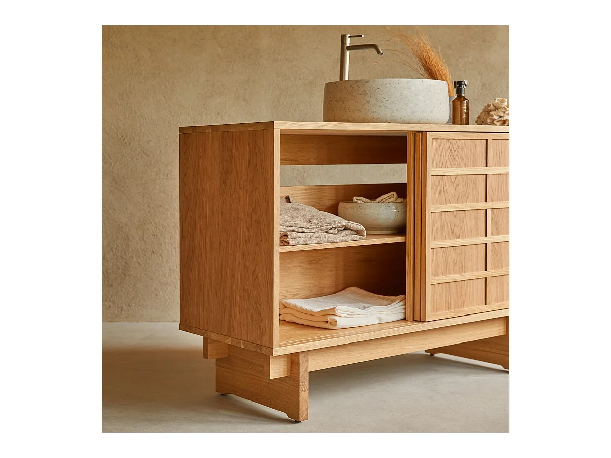 Meuble sous vasque en bois de chêne 115 Miu