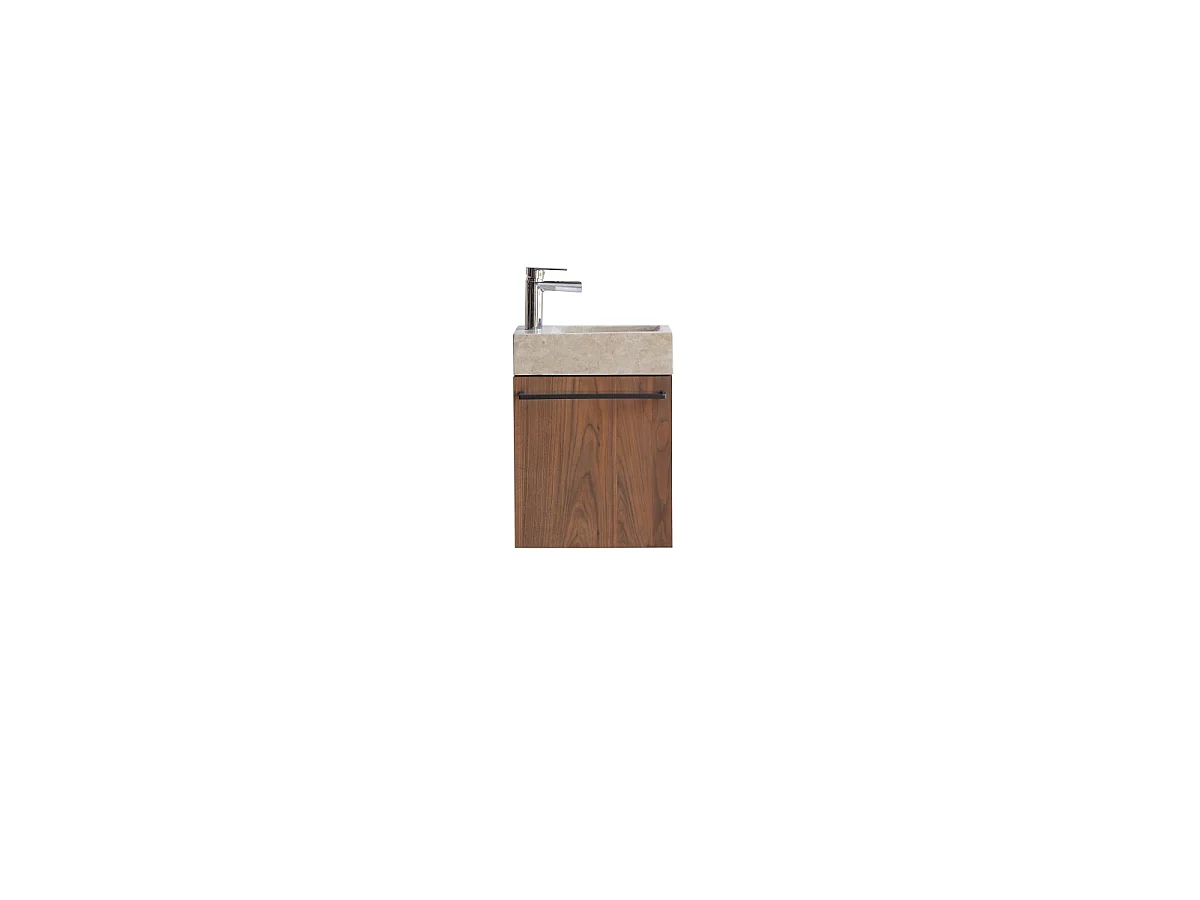 Mobile lavamani pensile in legno di Noce e marmo Stelle cream