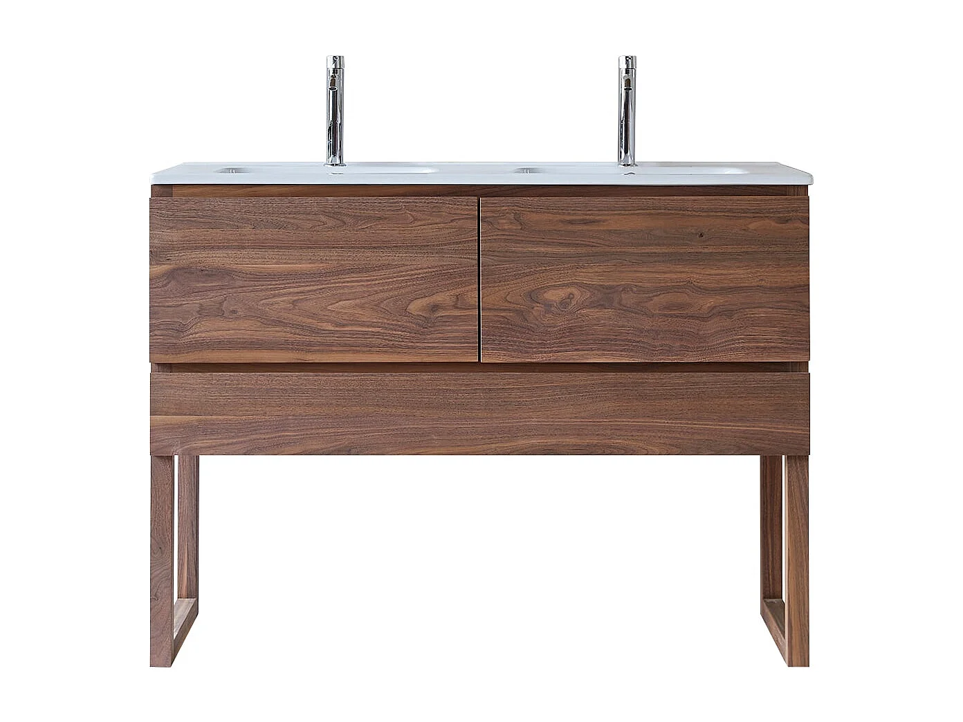 Mobile sottolavabo in legno di noce massello e lavabo in ceramica 120 Edgar