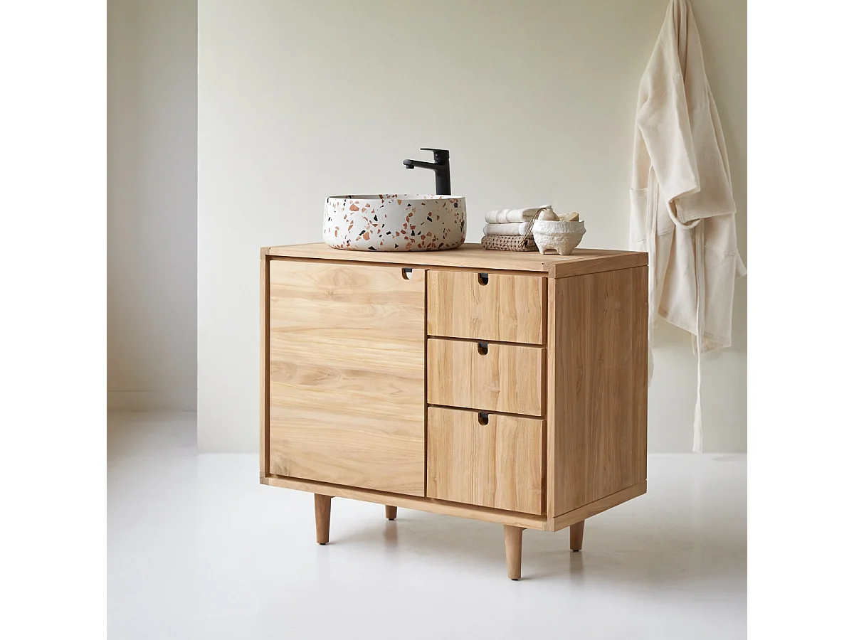 Waschbeckenunterschrank aus Teakholz 95 Jonàk