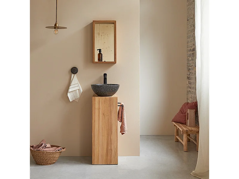 Meuble Salle de bain en  bois de Teck 30 Stelle droit