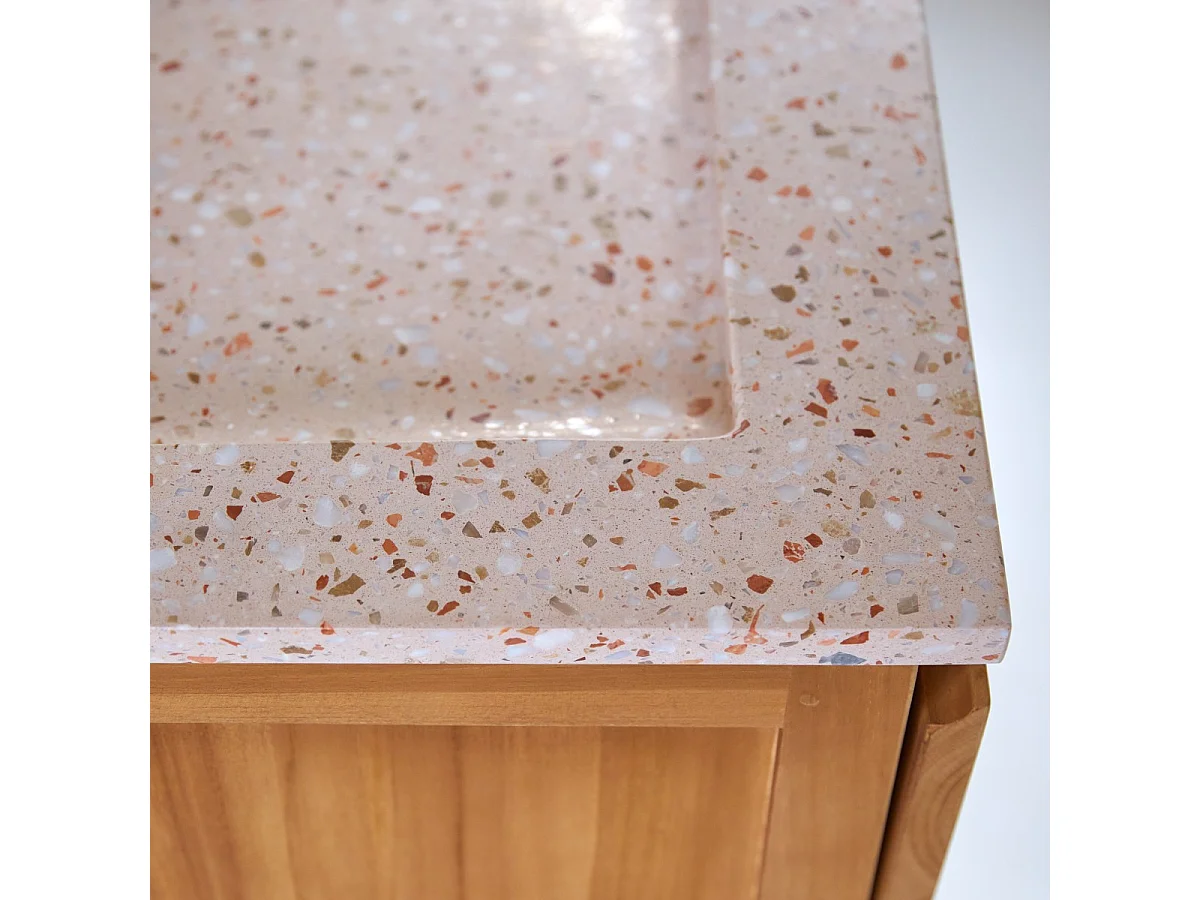 Mobile per il Bagno in legno di teak massello e battuto di terrazzo premium Pink 80 Edgar
