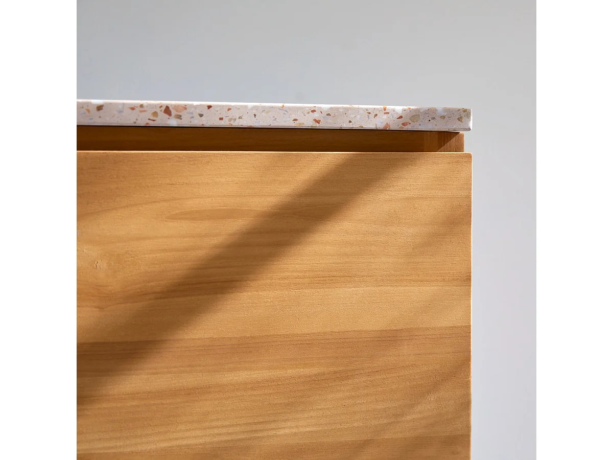 Mobile per il Bagno in legno di teak massello e battuto di terrazzo premium Pink 80 Edgar