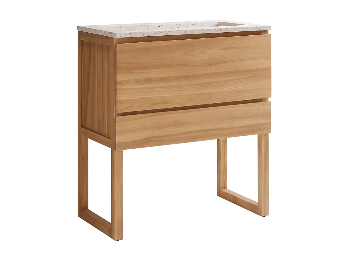 Mobile per il Bagno in legno di teak massello e battuto di terrazzo premium Pink 80 Edgar