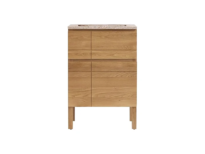 Badezimmermöbel Easy aus Eichenholz und Premium-Terrazzo Pink 60