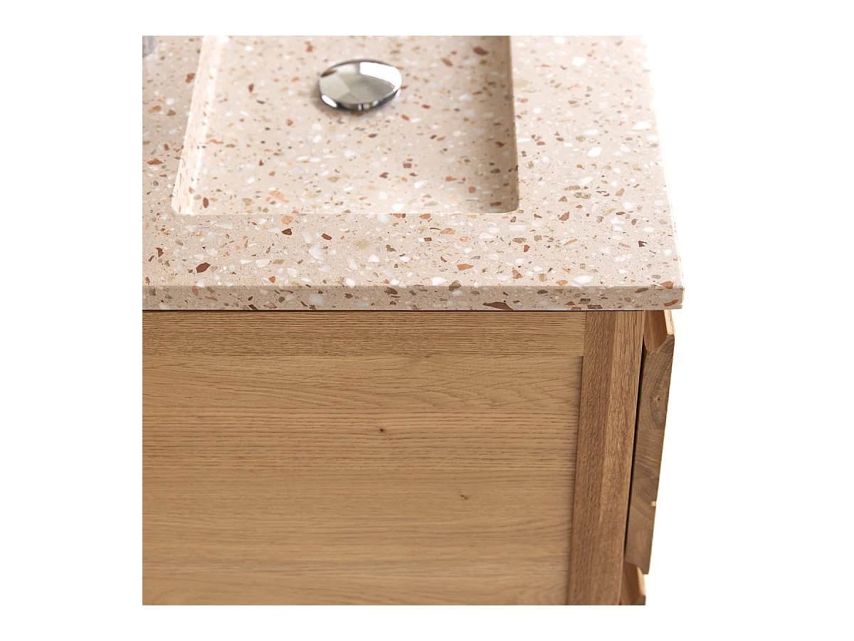 Badezimmermöbel Easy aus Eichenholz und Premium-Terrazzo Pink 60