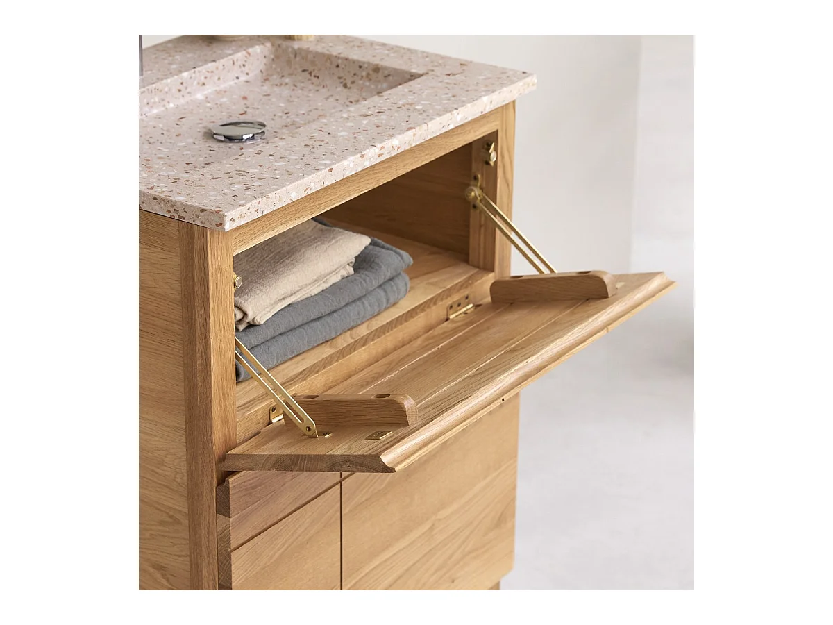 Badezimmermöbel Easy aus Eichenholz und Premium-Terrazzo Pink 60