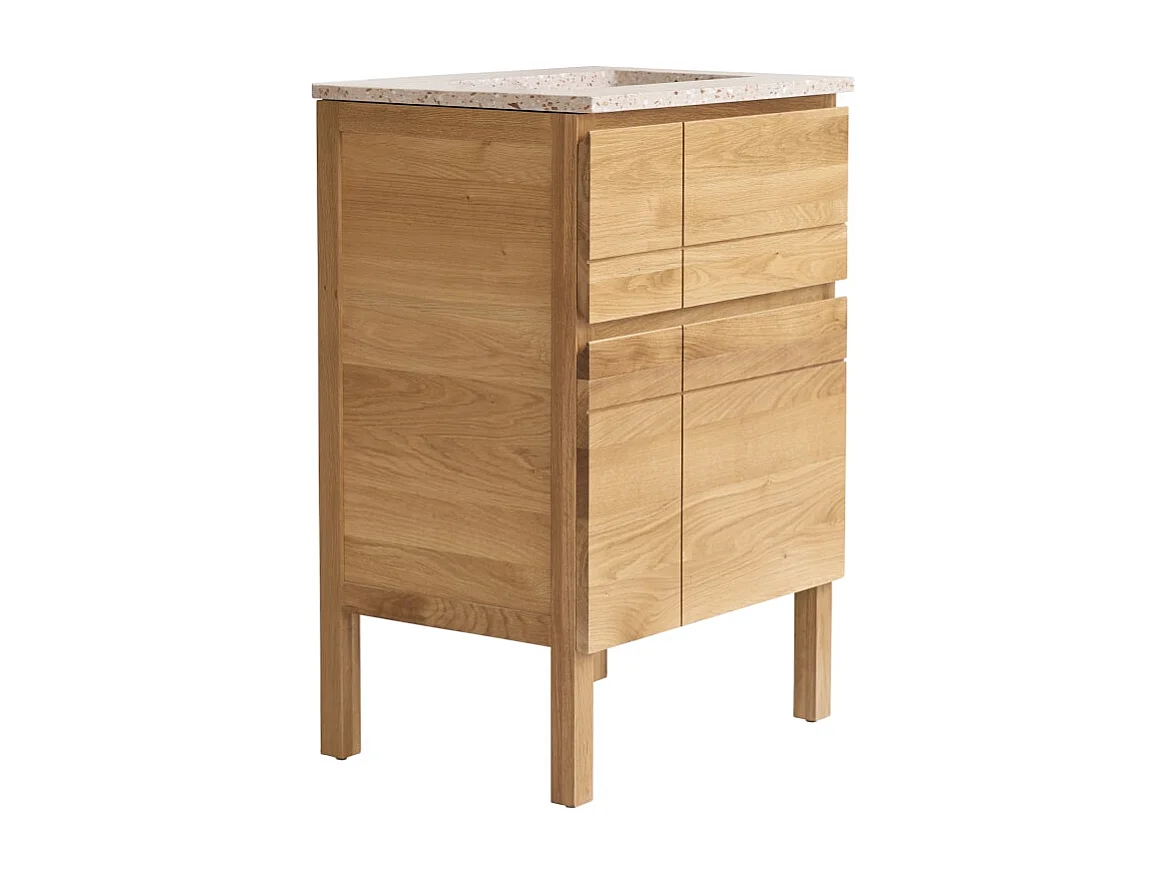 Badezimmermöbel Easy aus Eichenholz und Premium-Terrazzo Pink 60