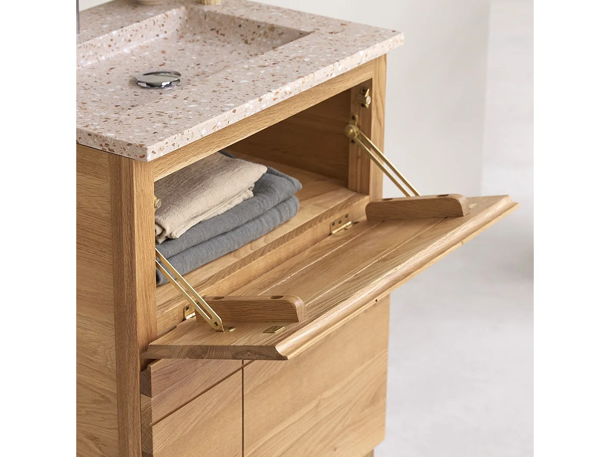 Badezimmermöbel Easy aus Eichenholz und Premium-Terrazzo Pink 60