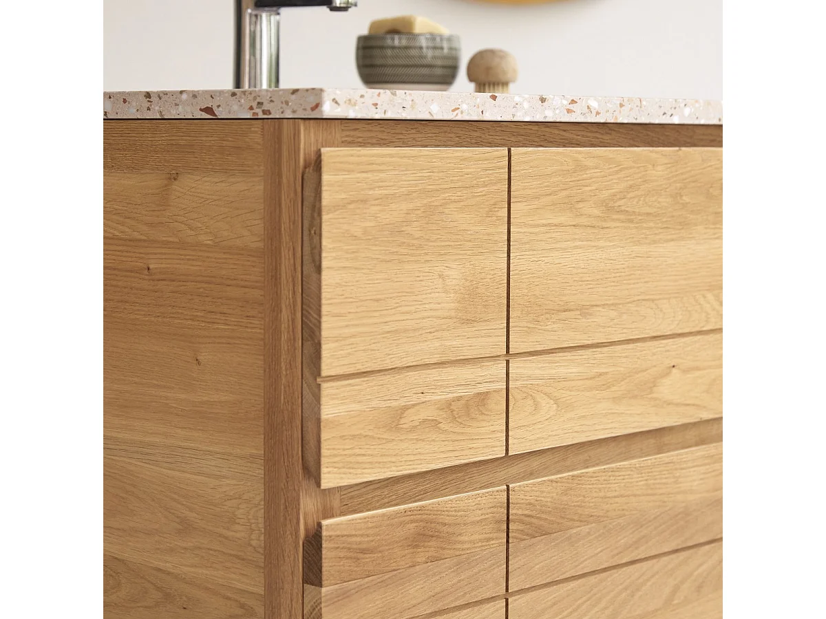 Badezimmermöbel Easy aus Eichenholz und Premium-Terrazzo Pink 60