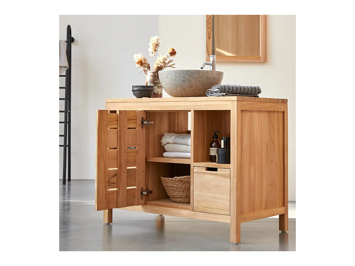 Meuble Salle de bain en en bois de teck 100 Serena
