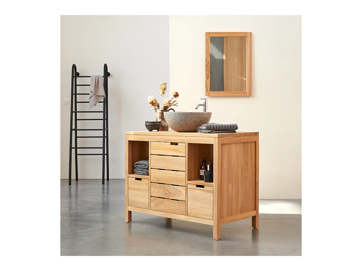 Meuble Salle de bain en en bois de teck 100 Serena