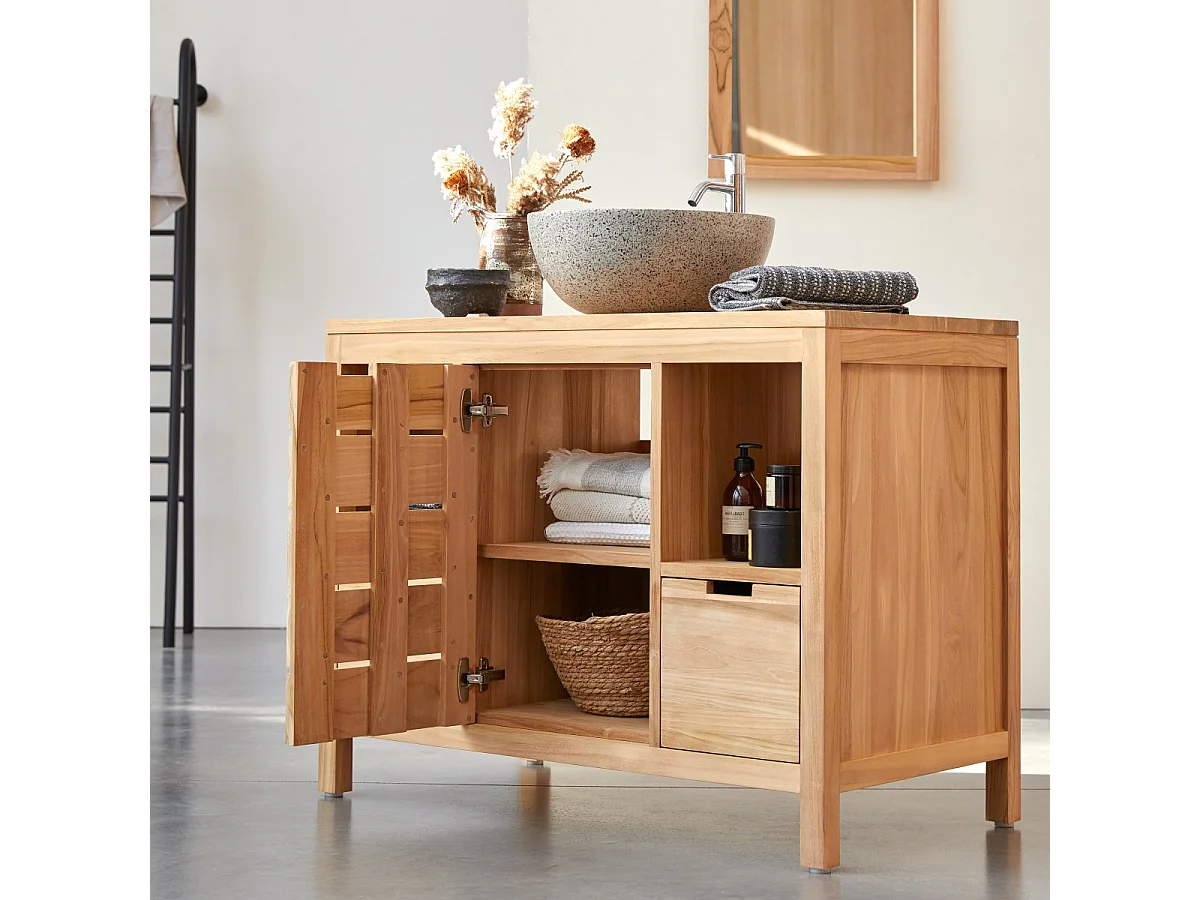 Meuble Salle de bain en en bois de teck 100 Serena