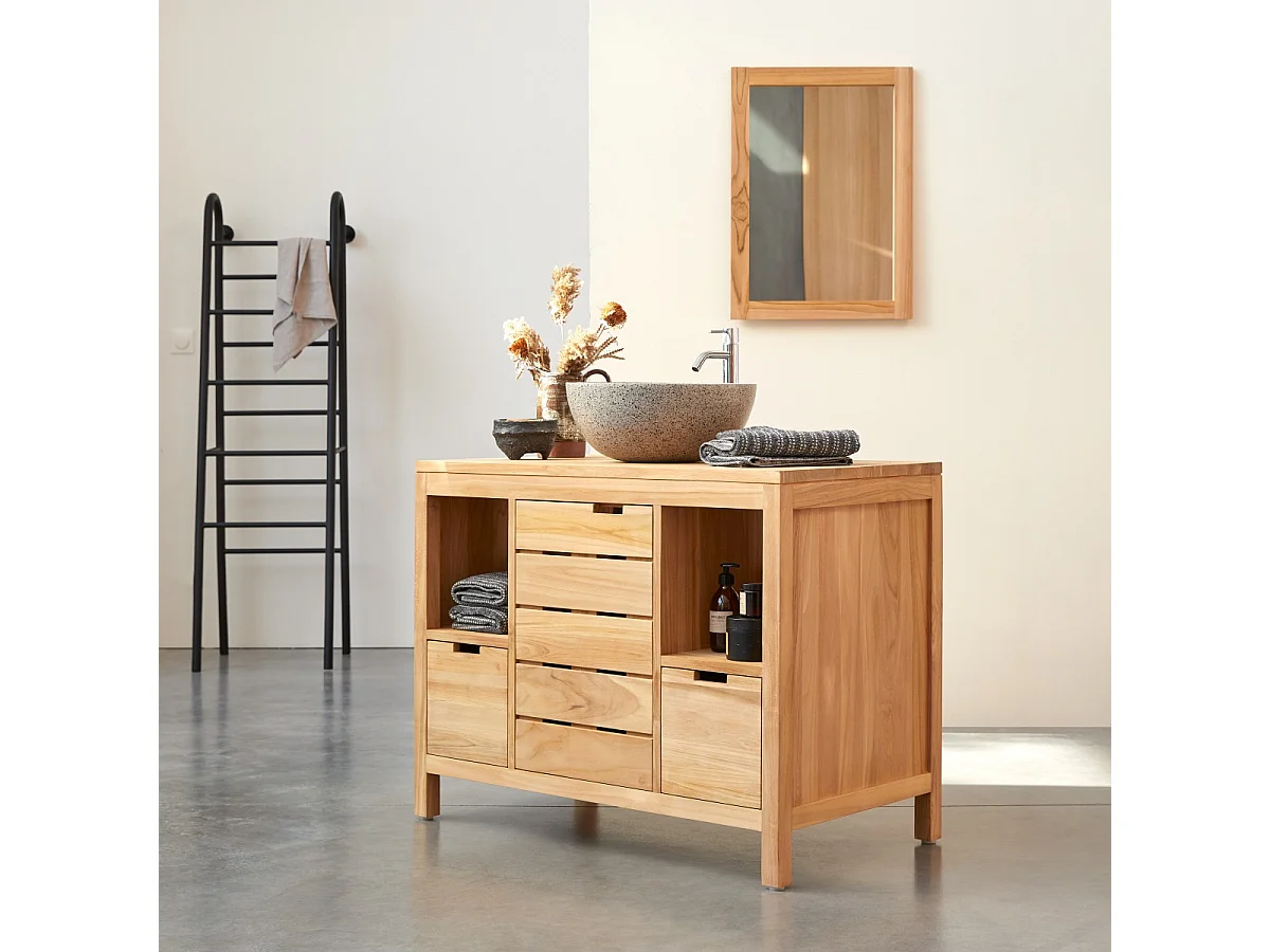 Meuble Salle de bain en en bois de teck 100 Serena