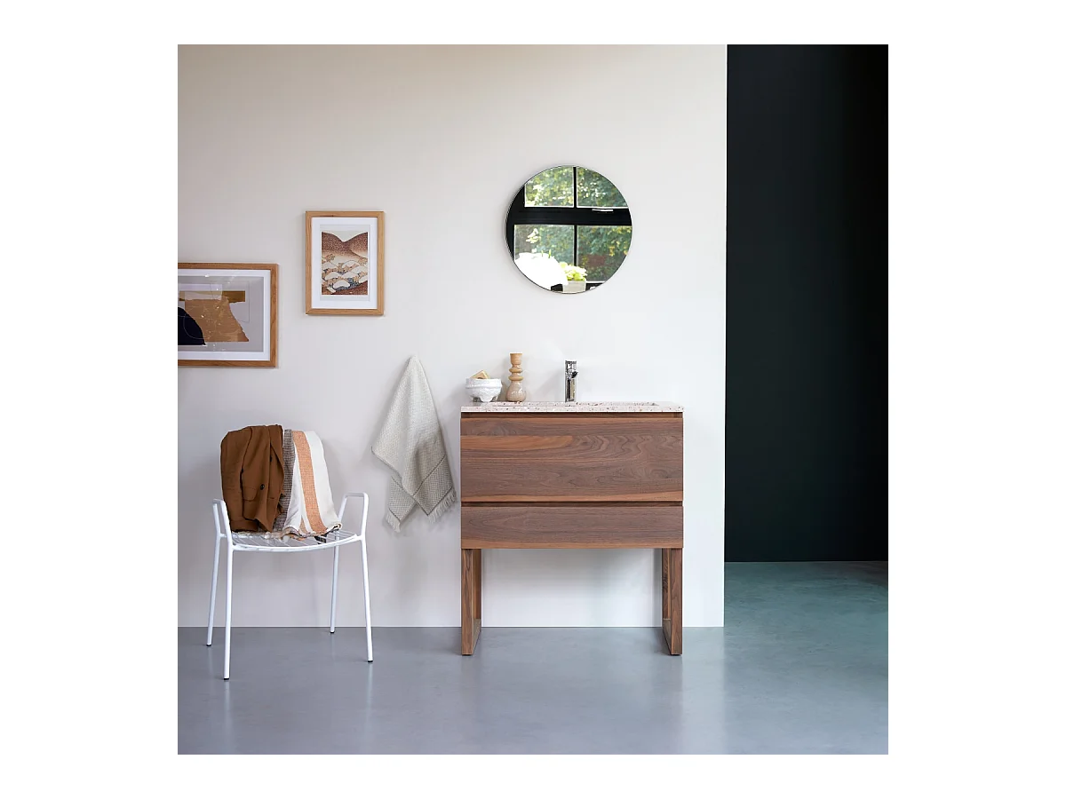 Mobili da bagno in legno di noce massello e terrazzo premium Pink 80 Edgar