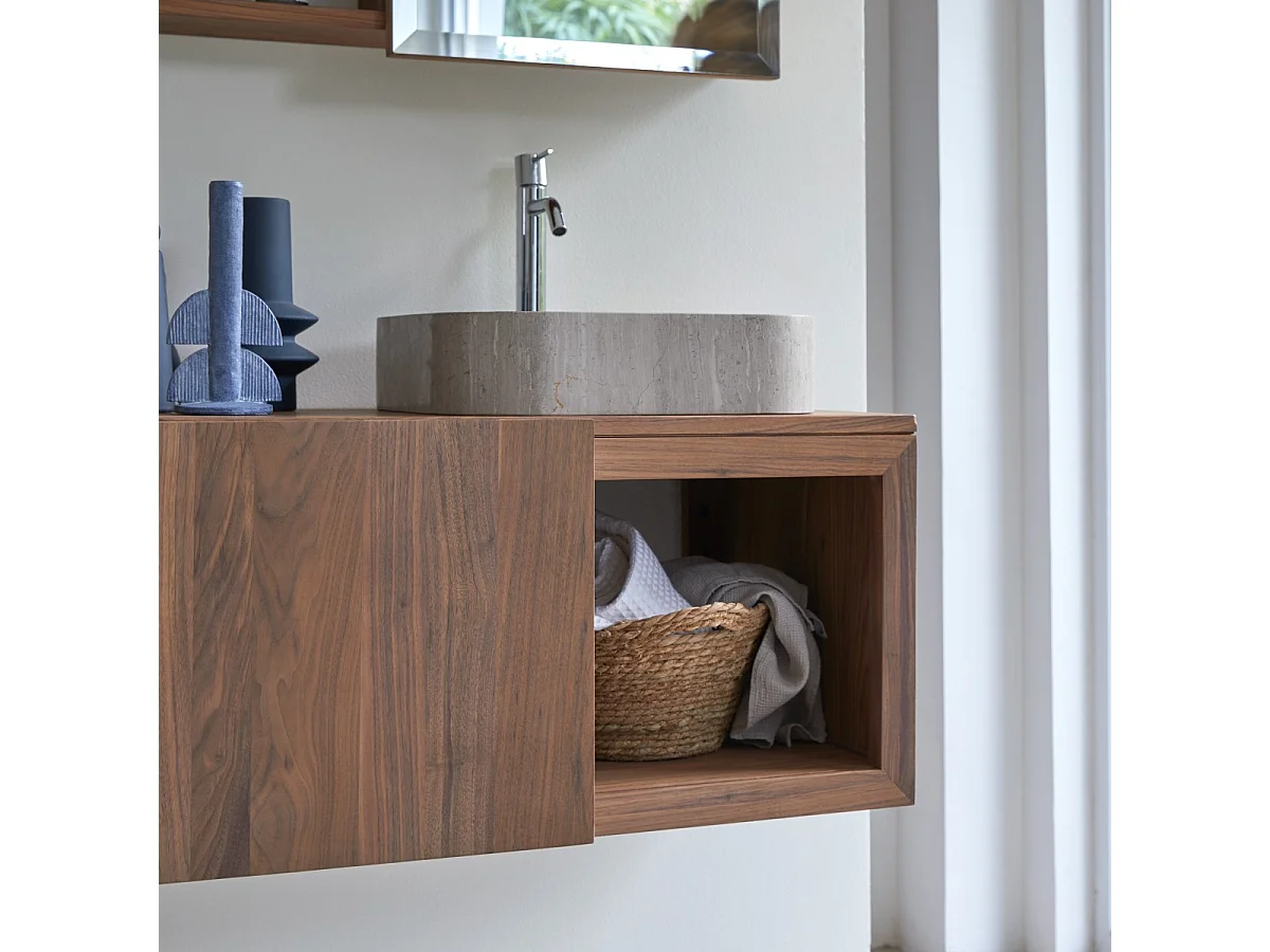 Mobile sottolavabo in legno di noce 90 Typo
