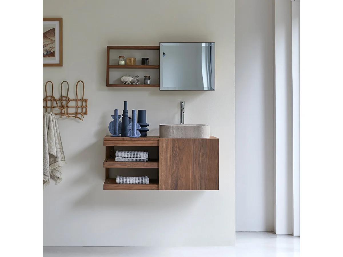 Mobile sottolavabo in legno di noce 90 Typo