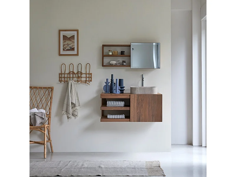 Badezimmerschrank aus Nussbaumholz 90 Typo