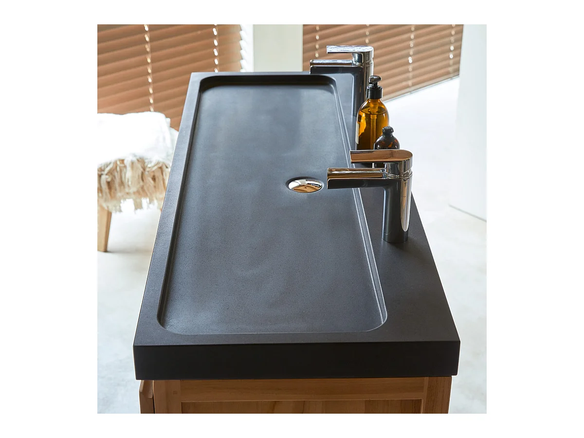 Waschtisch aus Teakholz mit Waschbecken aus Lavastein 120 Edgar