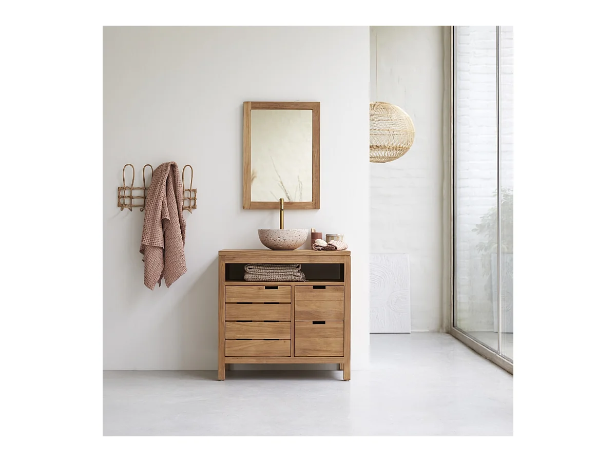 Waschtischunterschrank Serena aus massivem Teakholz 80 cm