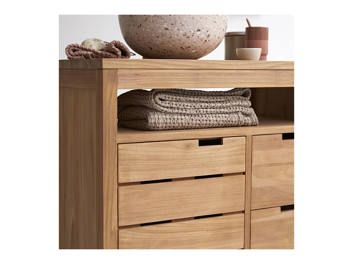 Waschtischunterschrank Serena aus massivem Teakholz 80 cm