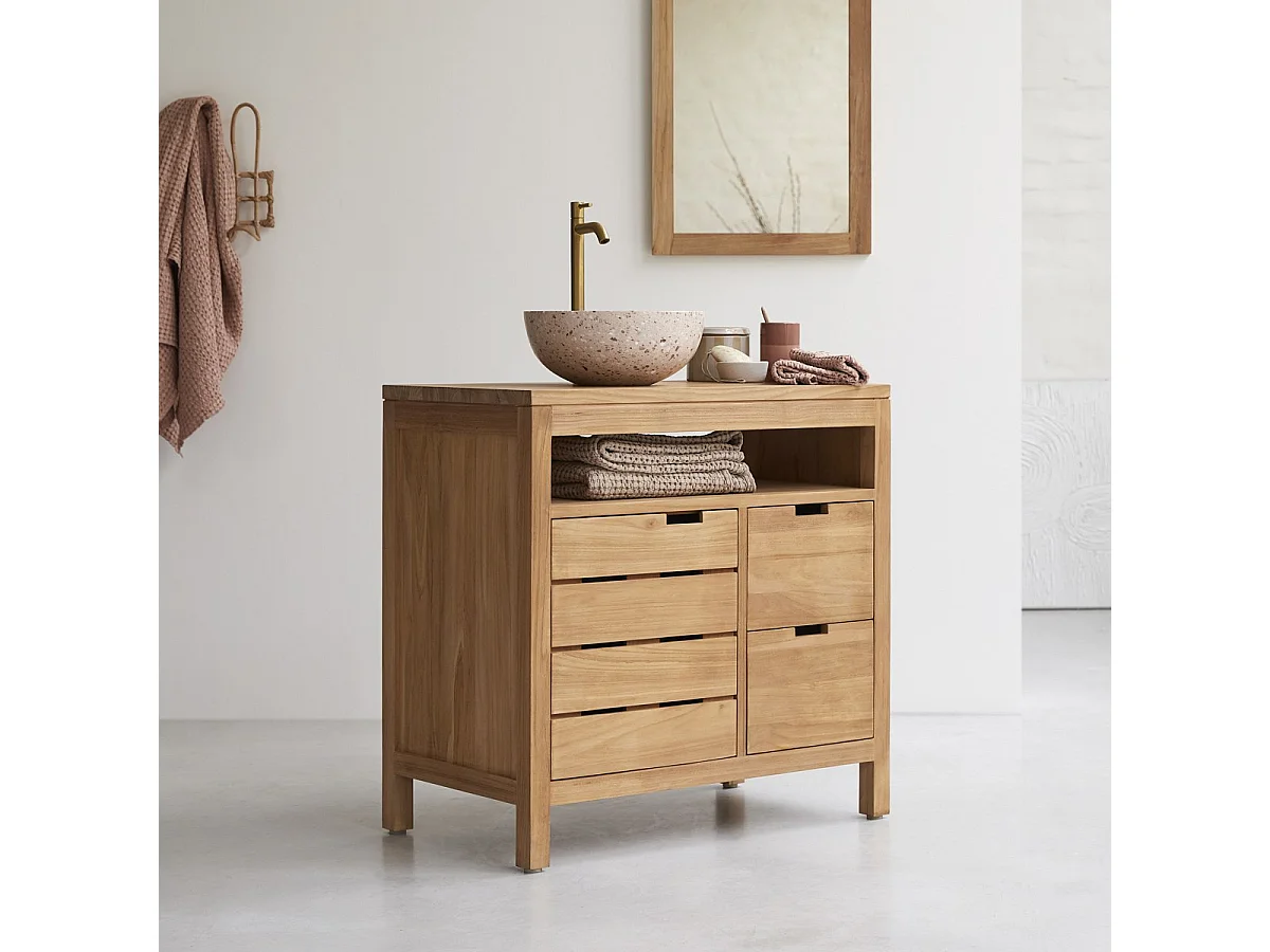 Meuble sous vasque Serena en teck massif 80 cm
