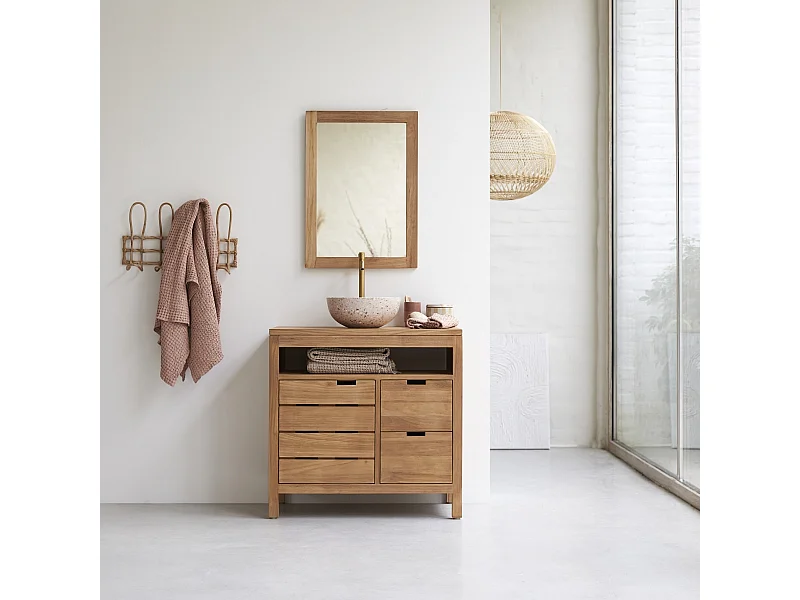 Mobile sottolavabo Serena in teak massello 80 cm