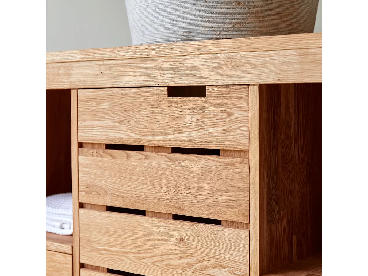 Waschtisch Waschbeckenschrank Badezimmer Unterschrank massiv Holz Eiche Badmöbel