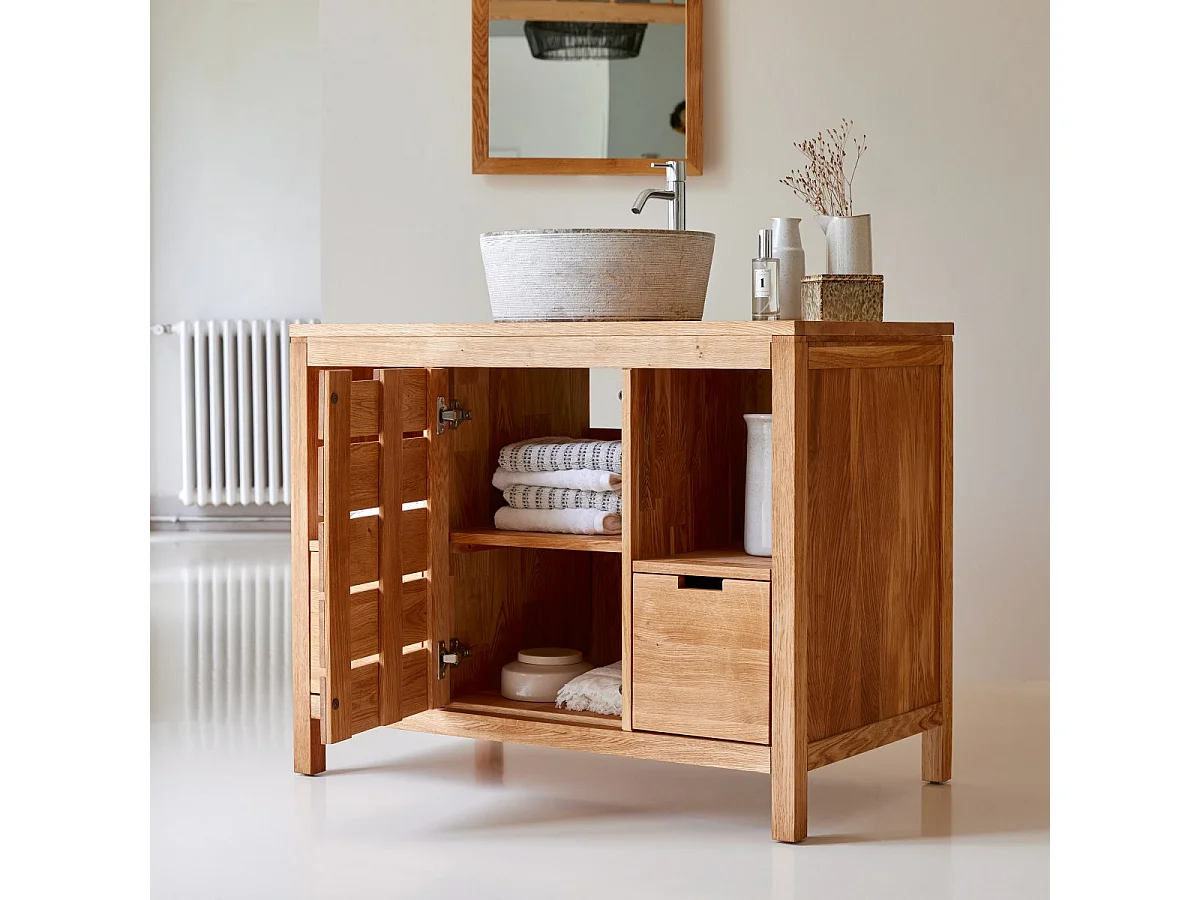 Meuble Salle de bain en en bois de chêne 100 Serena