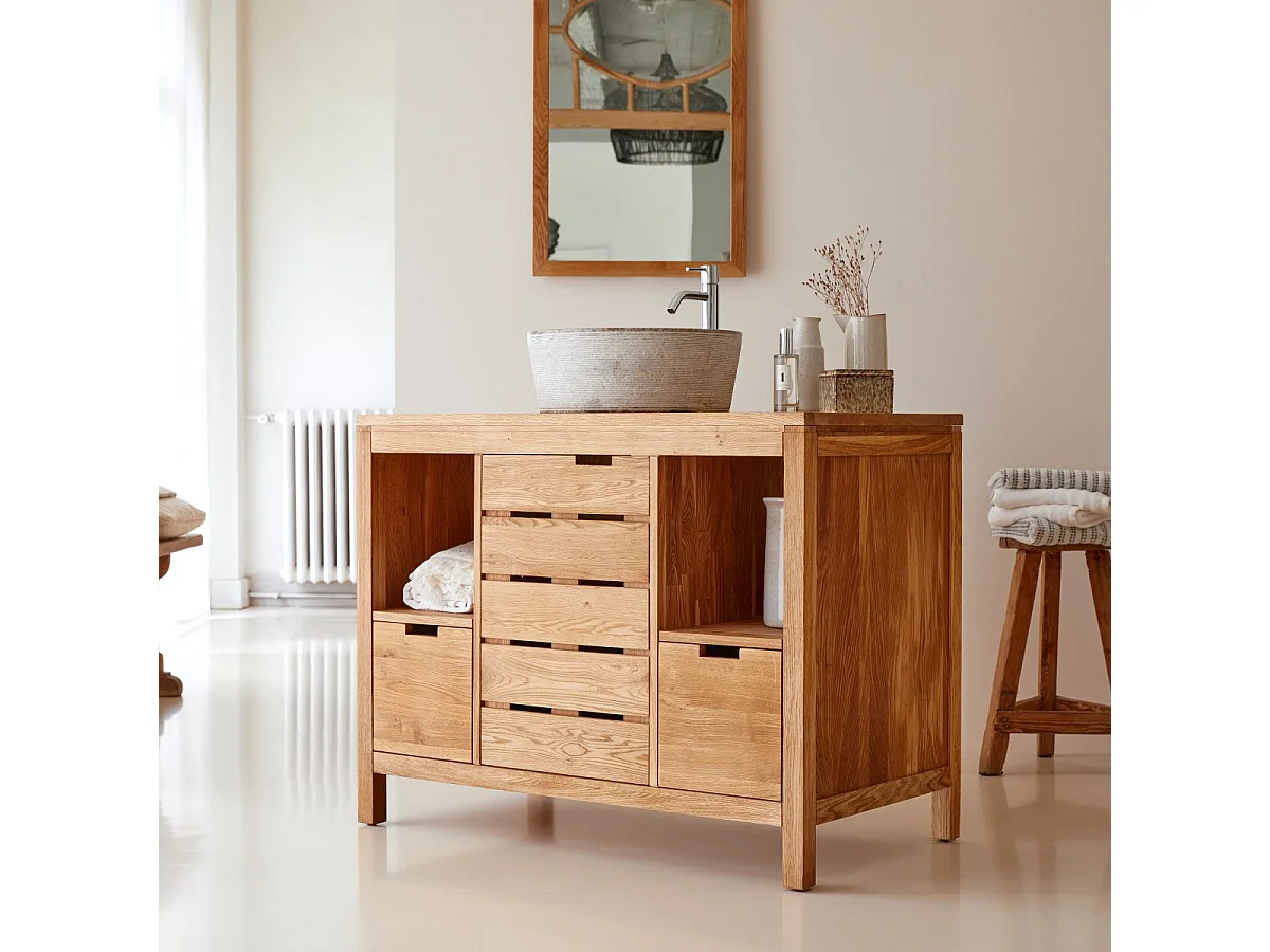 Meuble Salle de bain en en bois de chêne 100 Serena