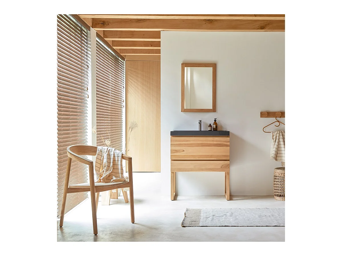 Waschtisch aus Teakholz und Lavastein 80 Edgar