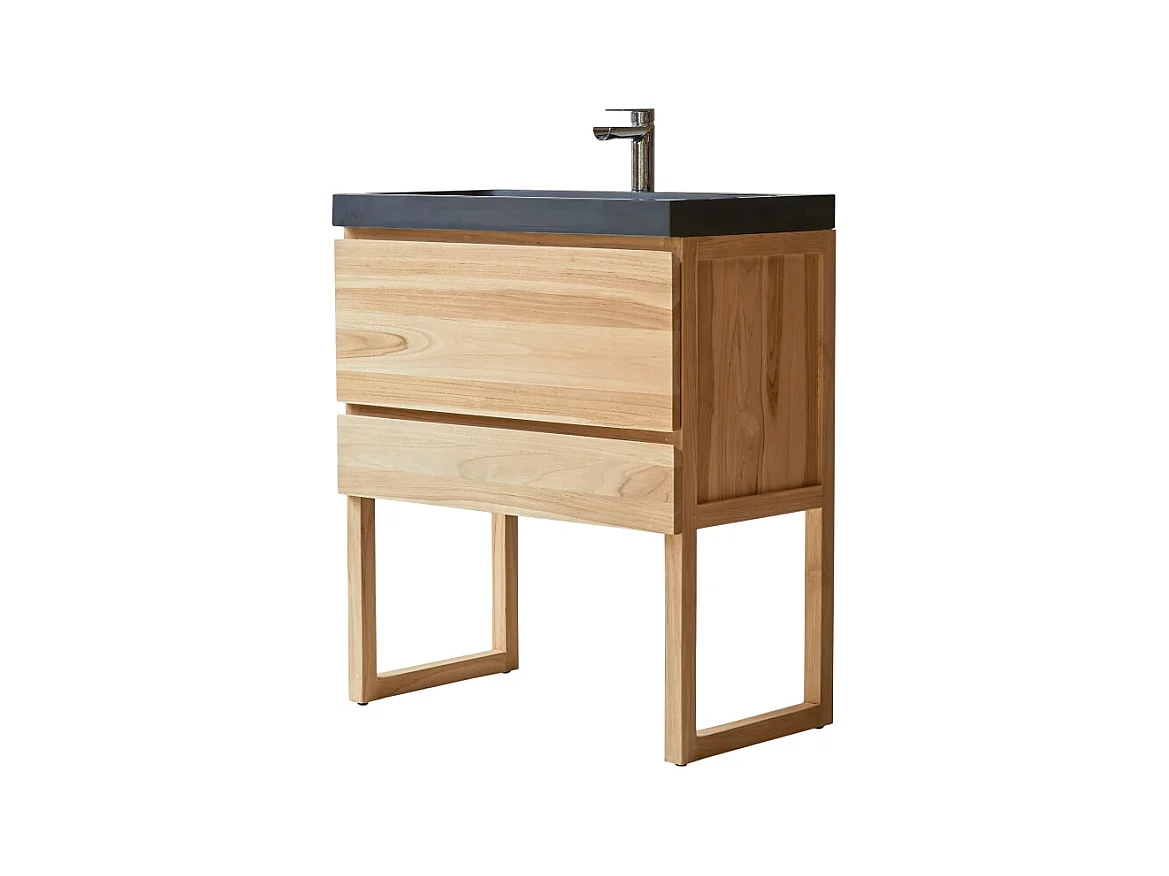 Waschtisch aus Teakholz und Lavastein 80 Edgar