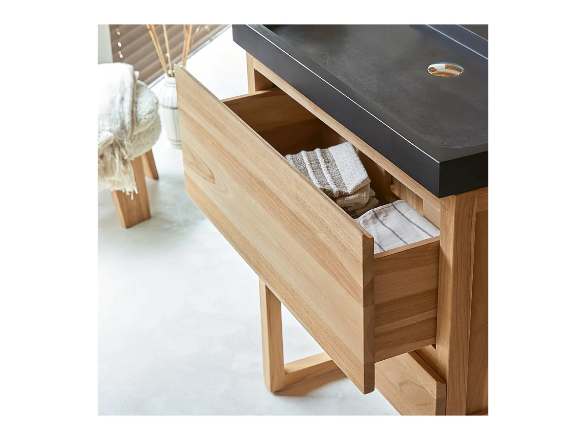 Waschtisch aus Teakholz und Lavastein 80 Edgar