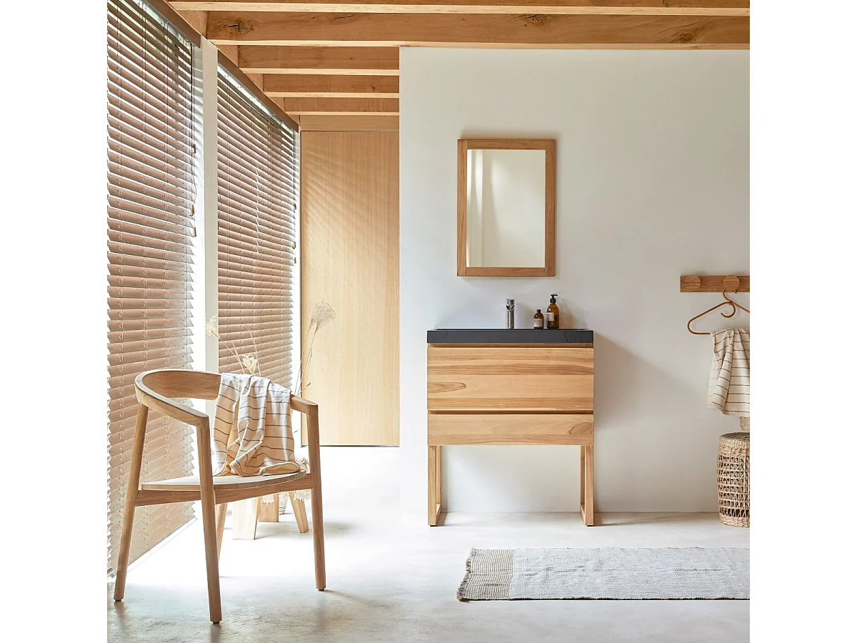 Waschtisch aus Teakholz und Lavastein 80 Edgar