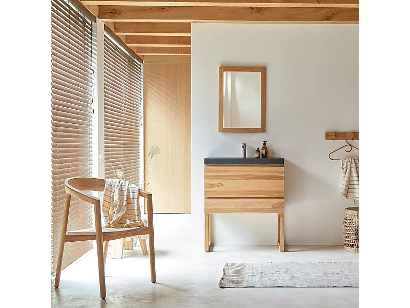 Waschtisch aus Teakholz und Lavastein 80 Edgar