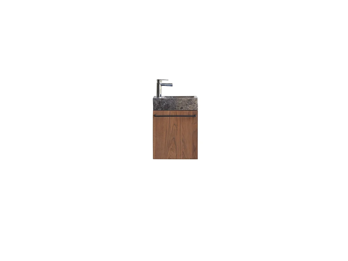Mobile lavamani pensile in legno di Noce e marmo Stelle grey