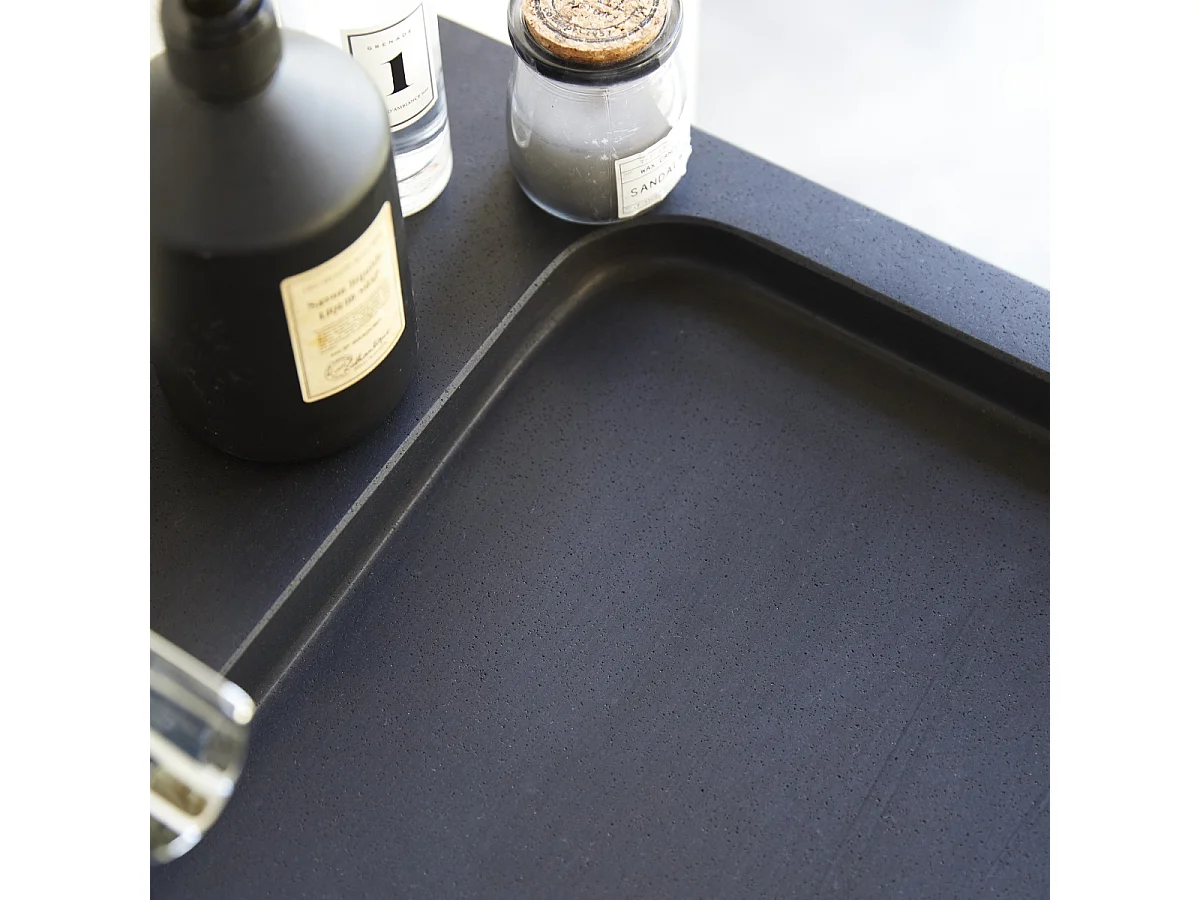 Meuble Salle de bain en bois de chêne et pierre de lave 60 Karl