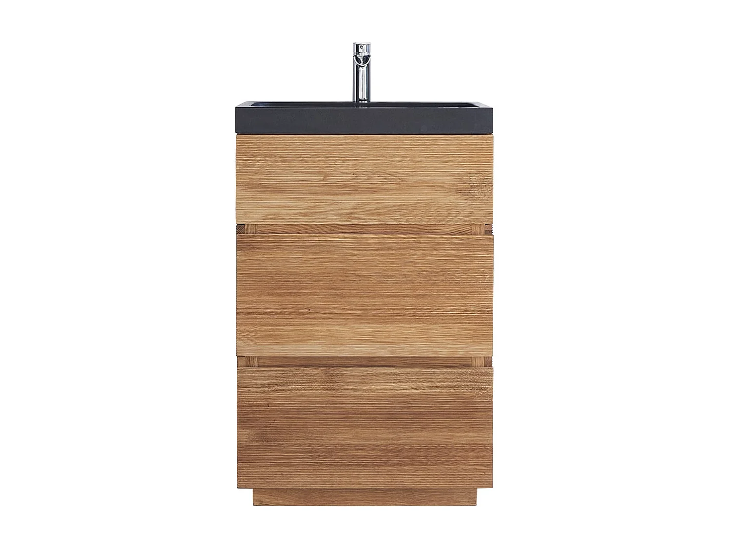 Waschtisch aus Eiche mit integrierten Lavastein Waschbecken 60 cm Einzel