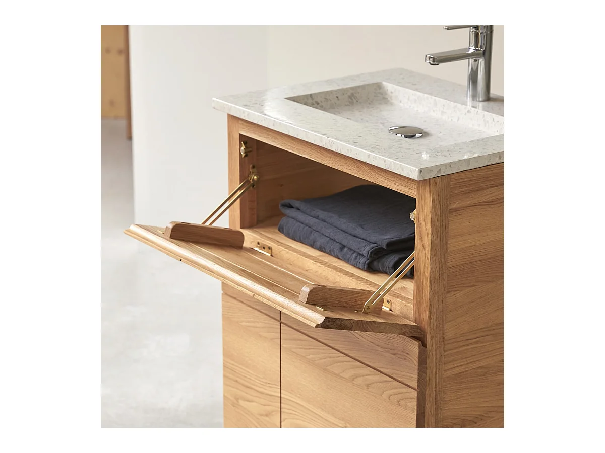 Badezimmermöbel Easy aus Eichenholz und Premium-Terrazzo Moon 60