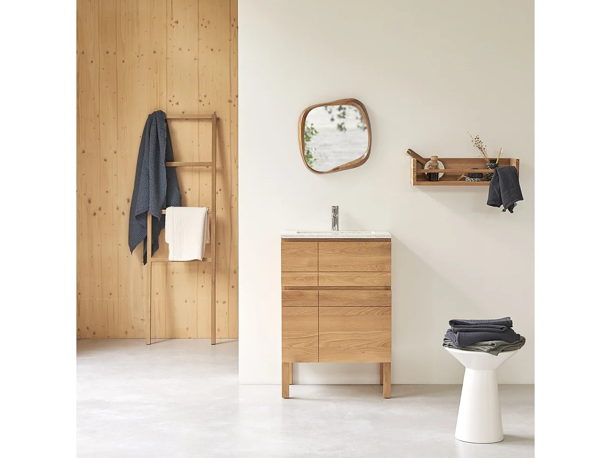 Badezimmermöbel Easy aus Eichenholz und Premium-Terrazzo Moon 60