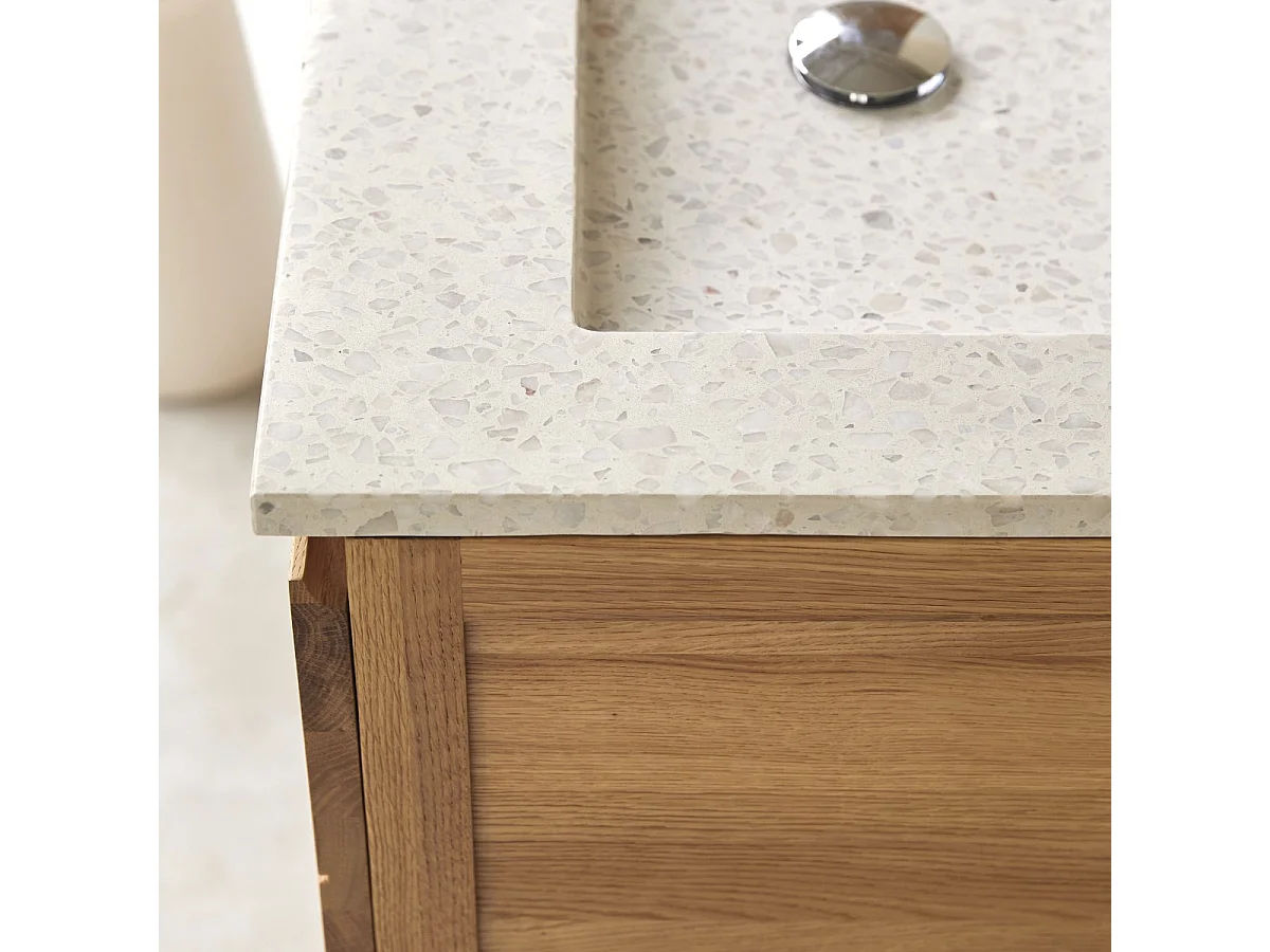 Badezimmermöbel Easy aus Eichenholz und Premium-Terrazzo Moon 60