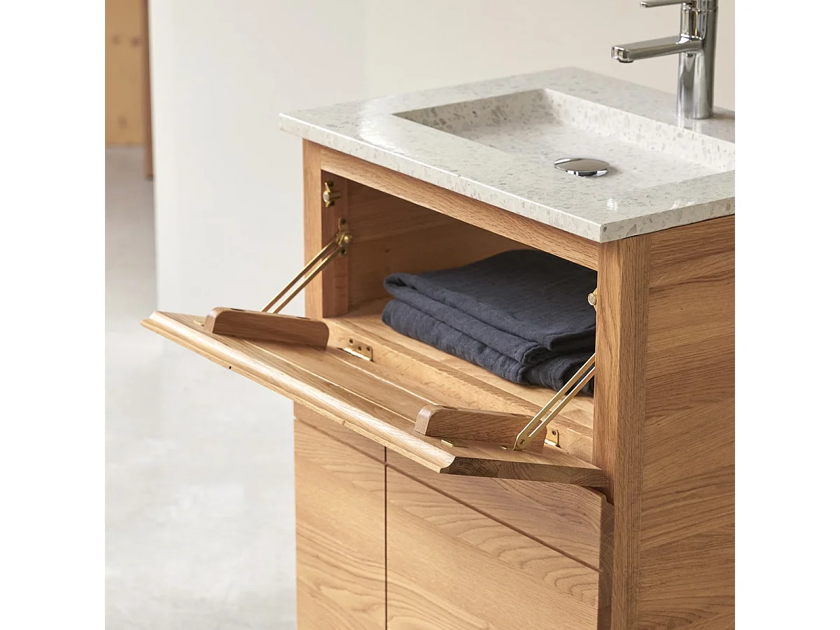 Badezimmermöbel Easy aus Eichenholz und Premium-Terrazzo Moon 60