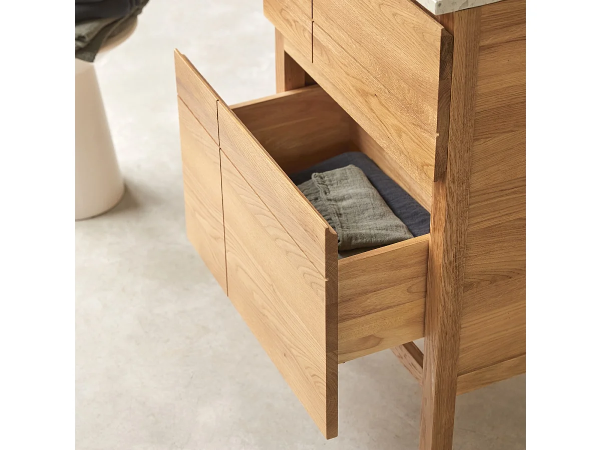 Badezimmermöbel Easy aus Eichenholz und Premium-Terrazzo Moon 60