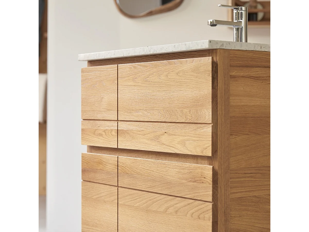 Badezimmermöbel Easy aus Eichenholz und Premium-Terrazzo Moon 60