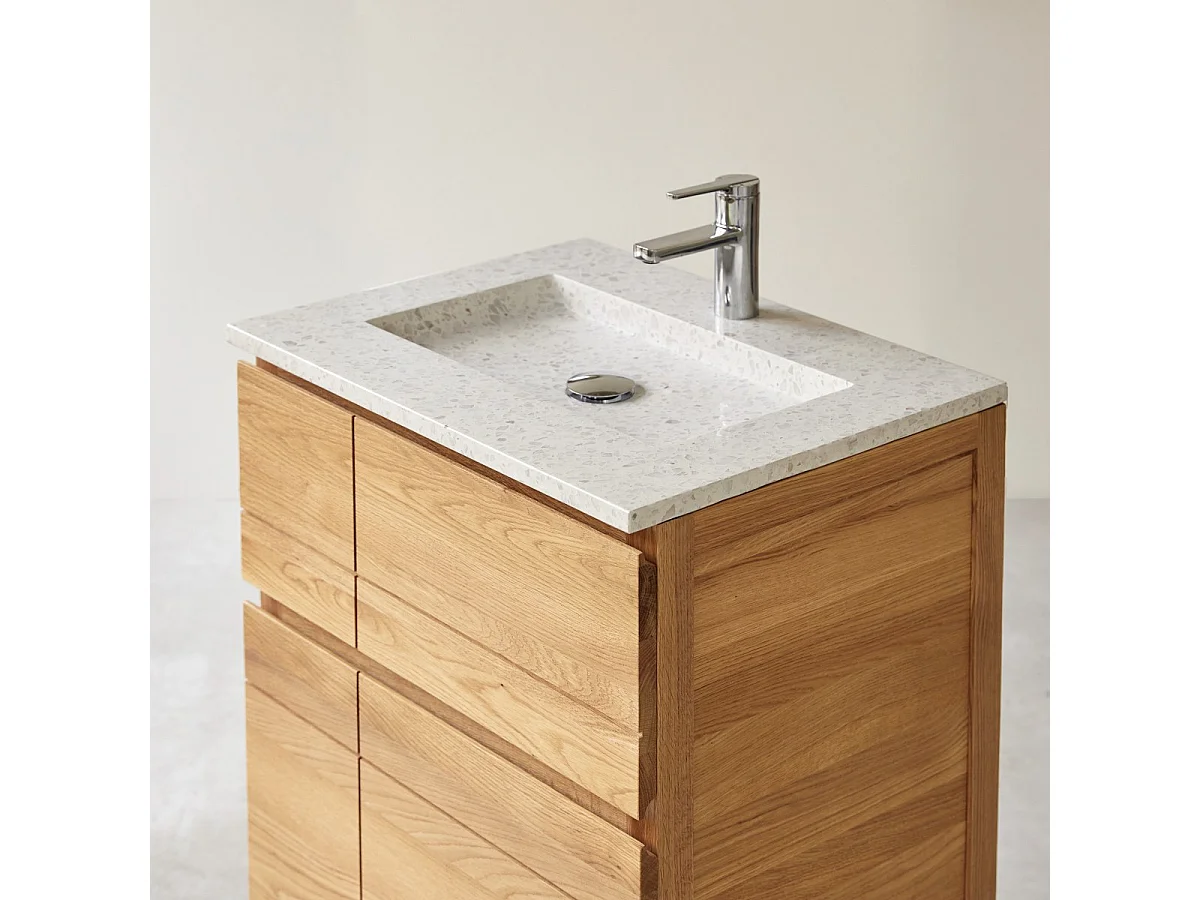 Badezimmermöbel Easy aus Eichenholz und Premium-Terrazzo Moon 60